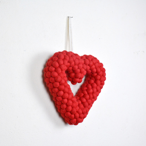 Woolen Felt Heart-Shaped Wreath | Romantic Valentine’s Day Decor | Home Wall Door <b>Decoration</b> | - Product Image 1