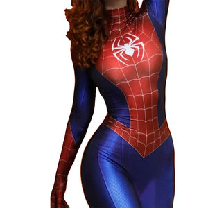 Disfraz de Spider-Man para mujer, mono de cosplay rojo y azul de spandex, traje de cuerpo entero para adultos, disfraz de anime para fiesta de Halloween - Product Image 3