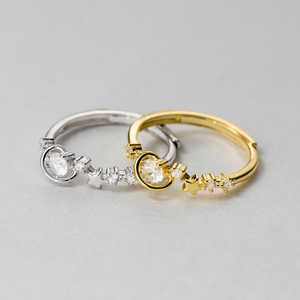 Bague en argent 925 pour femme avec pierre précieuse synthétique et sertissage en canal, style vintage - Product Image 1