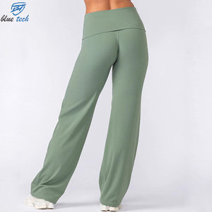 Custom Logo Women's <b>Flare</b> Yoga <b>Legging</b> High Rise Athletic Workout Fitness Lounge Trousers Manufacturer OEM Services - Product Image 2