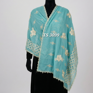 Wholesale Luxury Women’s Cotton Voile Shawls – Golden Floral Embroidery Soft Lightweight Breathable Summer Scarf - Product Image 3