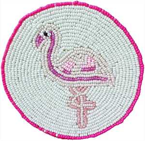 Juego de Posavasos de Flamencos Hechos a Mano con Cuentas, Redondos, Blancos y Rosas, Reutilizables, Accesorio para Bebidas - Product Image 2