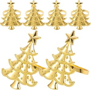 Anneau de serviette de table de Noël en or de luxe, artisanat métallique, décoration de table festive, pour dîner de fête, mariage, banquet - Product Image 1