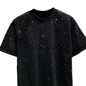 เสื้อยืดคอตตอนประดับเพชร ดีไซน์ล่าสุด ขายส่ง เสื้อยืดสตรีทแวร์ฤดูร้อน สไตล์ใหม่ พร้อมโลโก้สั่งทำ - Product Image 1