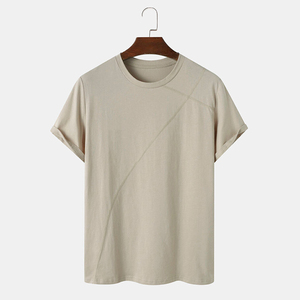 เสื้อยืดคอกลมแขนสั้นผ้าคอตตอนเจอร์ซีย์สีพื้นทรงปกติสำหรับผู้ชาย PUFFIN SPORTS รับผลิตตามแบบ OEM ระบายอากาศได้ดี เหมาะสำหรับใส่ลำลอง - Product Image 1