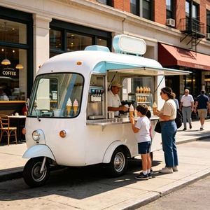 Tricycle électrique pour la vente de nourriture avec vitrine réfrigérée et réfrigérateur homologué CE pour la vente de glaces sur les plages, modèle de luxe - Product Image 3