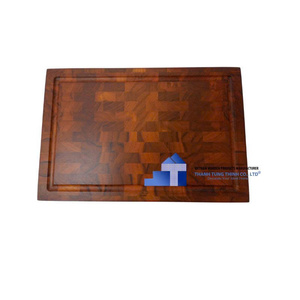 Thinh Tung Thinh Wooden Rectangular Cutting Board Rustic Kitchen Tableware Durable Single Tier Storage Holder - Product Image 1