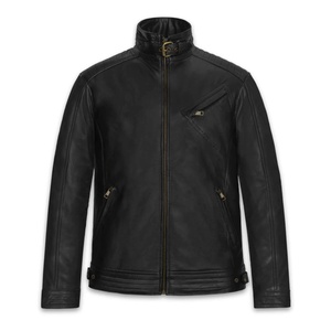 Chaqueta de cuero para mujer, negra, con tachuelas, corte ajustado, con múltiples cremalleras, estilo OEM, para marcas privadas, chaquetas de cuero para damas - Product Image 1