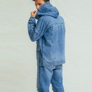 Vestes en jean streetwear pour hommes au design élégant, 100% coton, logo personnalisé, avec tissu en toile pour le sport - Product Image 3