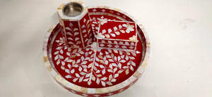 Vente en gros à bas prix de plateau de décoration en nacre avec boîte à bijoux et brûleur Bakhoor de l'Inde - Product Image 4