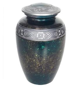 Urna Funeraria de Metal y Latón Grabada en Color Verde Clásico para Cenizas de Adultos, Estilo Europeo Ecológico de 200 Cúbicos - Product Image 3