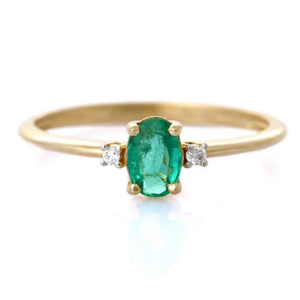 14K Yellow Gold <b>Emerald</b> Statement <b>Ring</b> for <b>Men</b> Natural Stone Resizable - Product Image 2