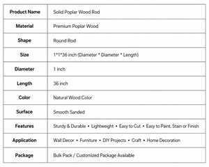 เดือยไม้ป๊อปอร์ทรงกลมขนาด1x36สำหรับงานฝีมือ DIY และเฟอร์นิเจอร์ในบ้าน - Product Image 3