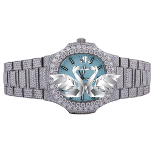 Luxury Iced Out Moissanite Watch for Men with Ice Blue Dial, Full Diamond Paved Bracelet, Custom Hip Hop Jewelry Wristwatch - Product Image 1