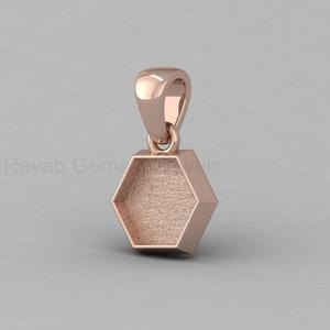 High Quality <b>Solid</b> 925 <b>Silver</b> 14K Gold Plated 10mm Hexagon Blank Bezel Cup Charm Pendant Cabochon Setting DIY Jewelry Finding - Product Image 3