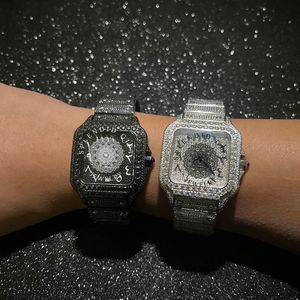 นาฬิกาเพชร Splendid City Jewelry ตัวเรือนทรงเหลี่ยม หน้าปัดอนาล็อก คริสตัลแซฟไฟร์ กลไกควอตซ์ ETA สายเงินประดับโมอิสซาไนต์ หรูหรา สำหรับทั้งชายและหญิง - Product Image 2