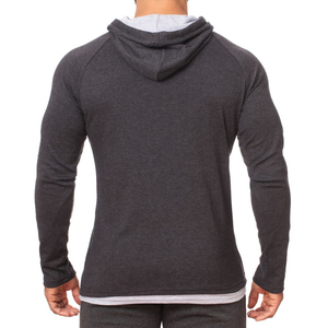 New Design Men’s <b>Lightweight</b> Hoodie Slim Fit Raglan Pullover Custom Printed Performance Sportswear Training <b>Hoody</b> Low MOQ OEM - Product Image 4