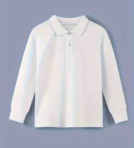 Uniformes Escolares, Camisa Polo de Manga Larga para Niño, Blusa Blanca para Primaria, Moderna y Elegante para Niños - Product Image 1