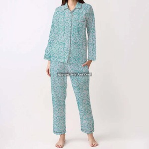 Conjunto de Pijamas de Algodón 100% para Mujer, Ropa de Dormir Suave para el Hogar, Conjunto de Pijamas de Primavera/Verano con Estampado Floral/Personajes/Letras/Estampado/Vacaciones/Árbol PJ127 - Product Image 3