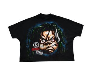 Camiseta Negra de Talla Grande para Hombre, Corte Regular, Manga Corta, Algodón Satinado, Transpirable, Sólida, Otoño, Casual, Hip Hop - Product Image 1