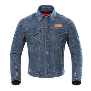 Chaqueta de Mezclilla para Hombre, Estilo Motero, Cuello Camisero, Transpirable, Corte Regular, Color Sólido, con Cierres y Logotipo Frontal, para Otoño - Product Image 2