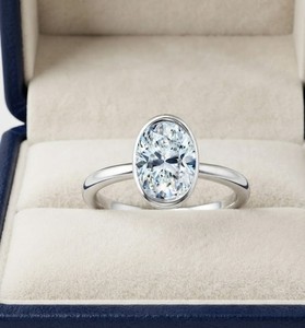 Bague de fiançailles et de mariage en or massif 10K 14K 18K avec diamant ovale de 0,3 carat cultivé en laboratoire, coupe ovale, DEF-VS - Product Image 4