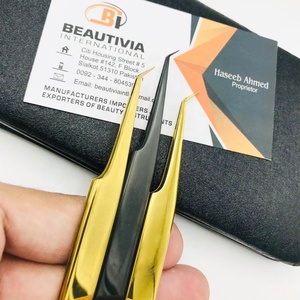 Pinzas de extensión de pestañas de acero inoxidable con capas de plasma de 45 grados de etiqueta privada personalizables Extensión de pestañas redondeada sostenible - Product Image 4