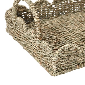 Wholesale Best Price Handwoven Seagrass Serving Tray Scalloped Tray Handmade OEM Rattan Charger <b>Plates</b> From Vietnam Manufacturer - Product Image 3