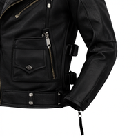 Blouson de moto en cuir sur mesure de haute qualité, col montant, avec patch brodé et motif lettres, vente en gros