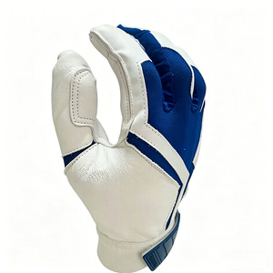 Guantes de Carreras de Cuero Blancos con Dedos Completos y Detalles Azules Antideslizantes para Conducir al Aire Libre - Product Image 3