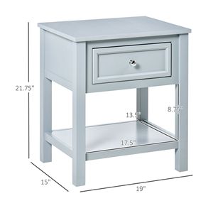 Tavolino da Salotto Grigio con Cassetto e Ripiano Inferiore per Spazi Compatti - Product Image 3