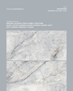 Colección de Azulejos de Porcelana Aarezo Bianco PGVT de 600x600mm y 600x1200mm para Piso y Pared - Product Image 3