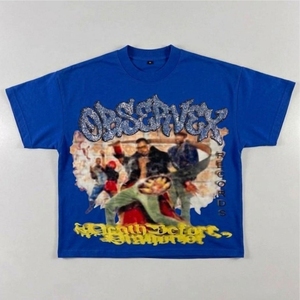 เสื้อยืดผู้ชายคุณภาพสูง ผ้าฝ้าย 100% สไตล์สตรีทแวร์ ลายกราฟิก ทรงโอเวอร์ไซส์ คอกลม ตัดขอบเรียบ พิมพ์ลายซิลค์สกรีน น้ำหนัก 300 กรัม ผ่านการซักแล้ว - Product Image 4