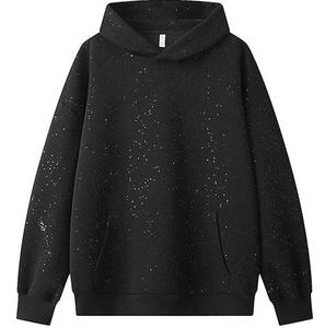 Sudadera con Capucha de Felpa para Mujer, Corte Holgado, Lavado Ácido, con Estampado DTG de 400GSM, Adornos Completos de Pedrería, Ecológica y Personalizable - Product Image 1