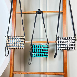 Designer de luxe pour femmes 2025 motif à carreaux Mini sacs à main avec bracelet et bretelles réglables sacs à bandoulière en cuir véritable - Product Image 4