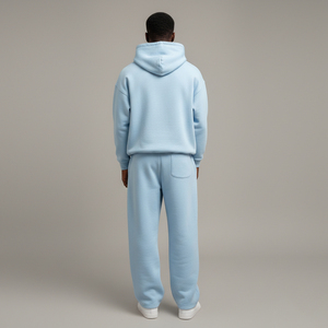 High Quality Hot Selling Custom Blank <b>Plain</b> <b>Tracksuits</b> Streetwear Solid Midweight Cotton Boxy Hoodie <b>Tracksuits</b> Men - Product Image 6