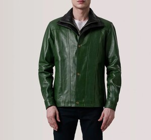 <b>Cheap</b> Price New Arrival Men's Casual Leather <b>Jackets</b> <b>Winter</b> Stand Collar Zipper Front Customized Colors Waterproof Breathable - Product Image 1