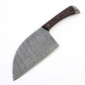 Cuchillo de carnicero ambidiestro hecho a mano de acero de Damasco con mango de madera y bolster, para cocina, cortar carne y huesos, directo de fábrica - Product Image 3