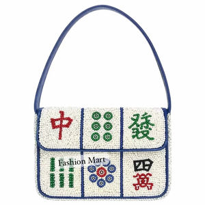 Wholesale Handmade Mahjong Beaded Purse Luxury Mahjong Tile Shoulder Bag Women Fashion Statement Handbag - Product Image 1