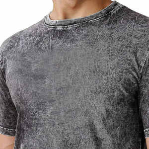 T-shirt vintage pour homme en coton délavé à l'acide, style streetwear rétro, col rond, manches courtes, effet vieilli, couleur minérale, vente en gros - Product Image 5