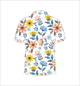 Camiseta Polo Personalizada con Estampado Floral Multicolor Blanco, Manga Corta, Transpirable, Informal, Uniforme de Golf para Hombre - Product Image 5