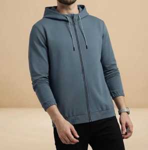 Sudadera con Capucha de Manga Larga con Cierre Completo para Hombre, 100% Algodón, Forro Polar Ecológico, Ropa de Abrigo para Invierno - Product Image 3