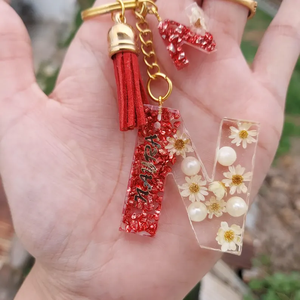 Personalized Resin <b>Initial</b> Keychain - Custom Letter <b>Keyring</b> - Product Image 2