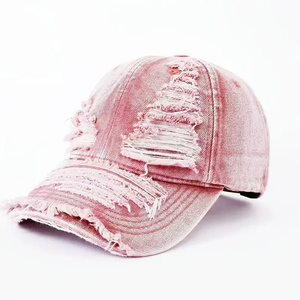Casquette de baseball unisexe en jean vieilli déchiré, style décontracté, bleu uni, pour l'été - Product Image 5