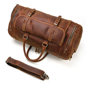 Bolsa de Viaje Rectangular de Cuero Genuino para Hombre, con Asa Superior, Cierre de Cremallera, Capacidad de 20-36L, Diseño Duradero - Product Image 2