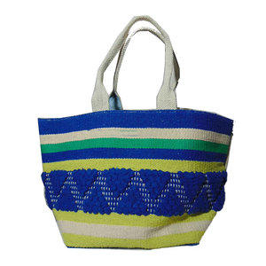 Custom Pattern Handloom Fabric Canvas Tote Bag Women New Beach Fashion Leisure Cotton Rope Shoulder Bag Large Capacity Flat Shop - Product Image 5