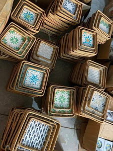 [VENTA EXITOSA] Juego de bandejas decorativas de mosaico de perlas de ratán vietnamita tejidas a mano para servir en la mesa de café y almacenamiento en la cocina - Product Image 2