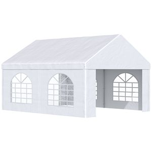 Carpa Blanca para Fiestas de 16 Pies x 13 Pies con Puertas Dobles, Cuatro Ventanas Laterales para Bodas, Estructura de Acero para Fiestas y Eventos - Product Image 1