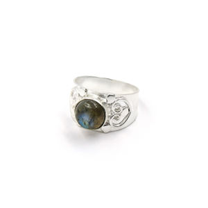 Handmade Labradorite <b>Statement</b> <b>Ring</b> Natural Labradorite Gemstone <b>Ring</b> Silver Plated Matte Finish Boho Geometric Unisex - Product Image 4