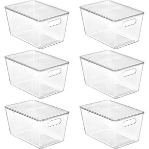 Grandi Contenitori di Plastica Trasparente con Coperchi, Set da 6, Design Impilabile - Product Image 1
